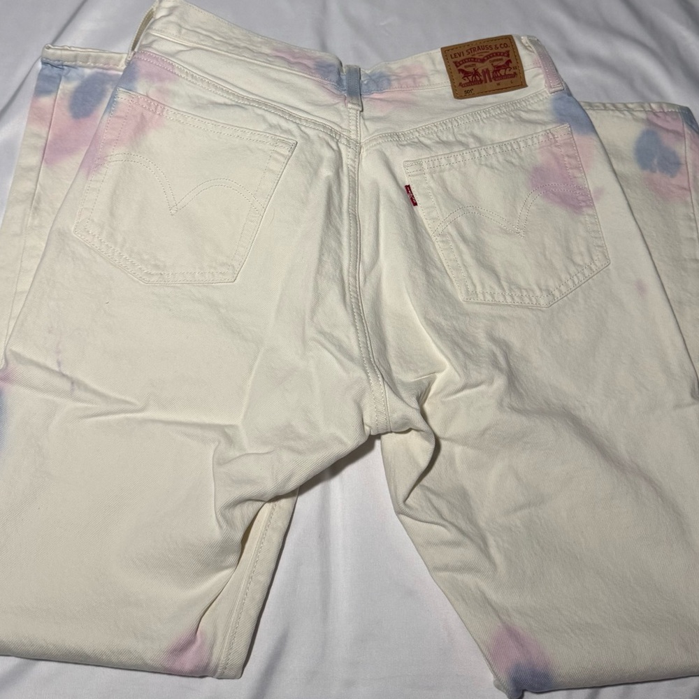 Cream Tie-Dye Jeans